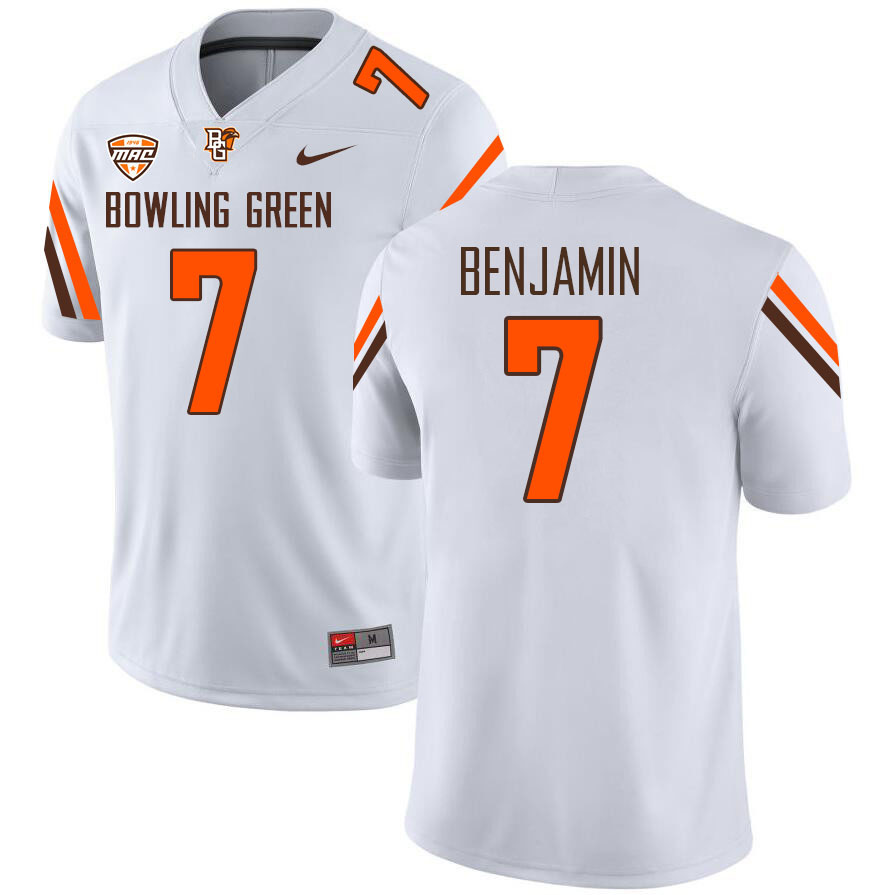 Men #7 Jacorey Benjamin Bowling Green Falcons College Football Jerseys Stitched-White